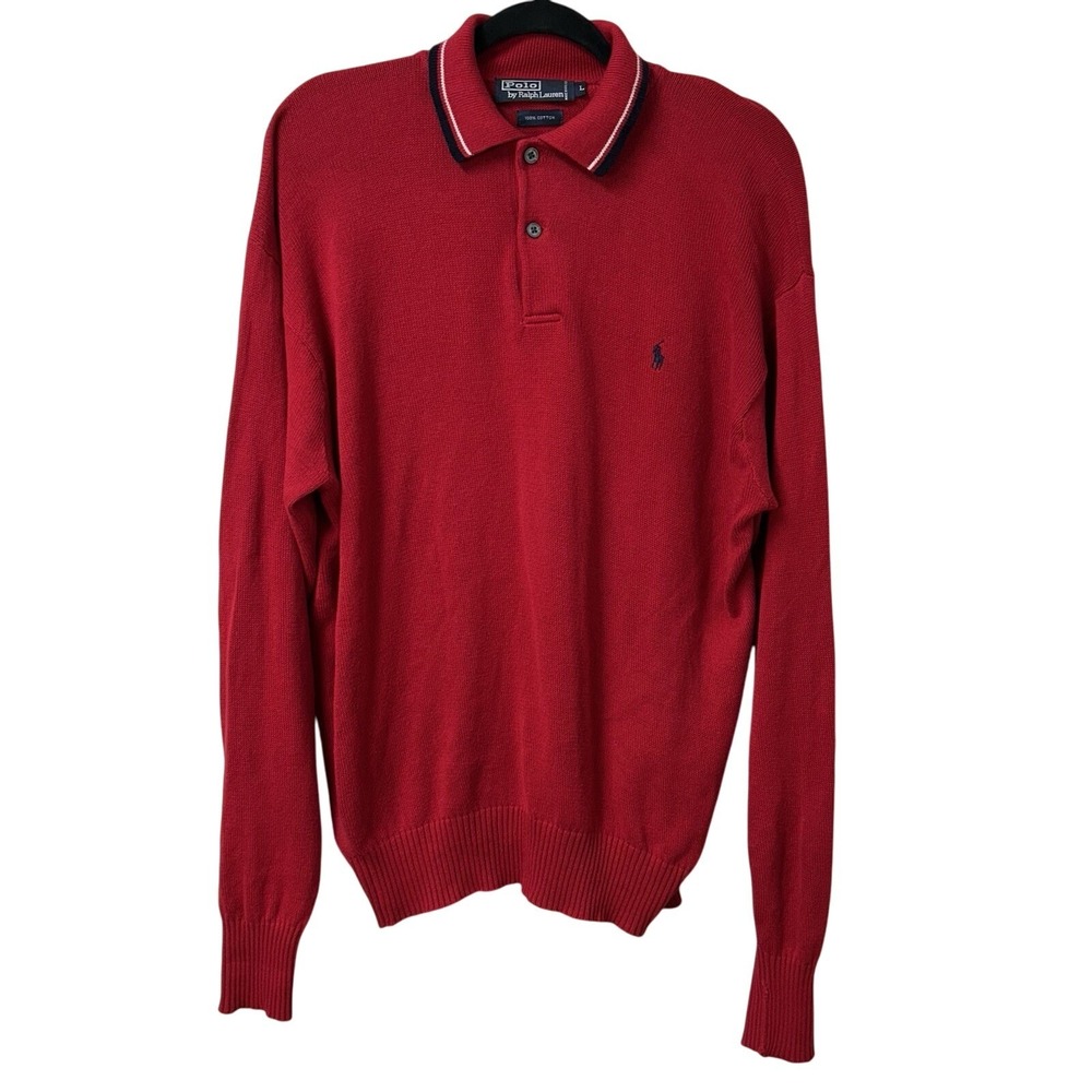 Polo by Ralph Lauren‎ Men's Cotton Knit Lightweight Sweater Long Sleeve Sz Large